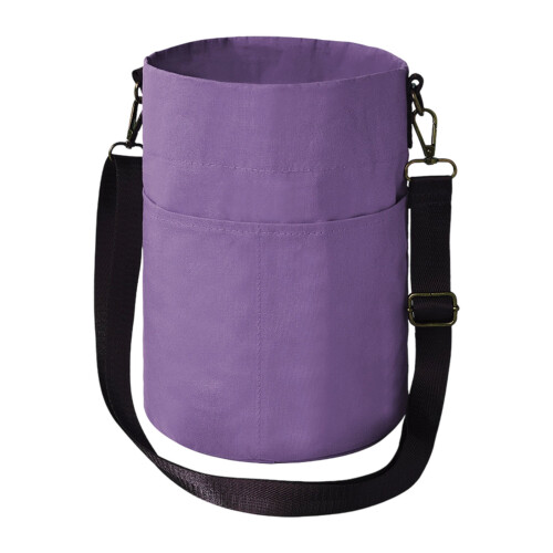 Fashionable Canvas Drawstring Bag for Knitting- Purple