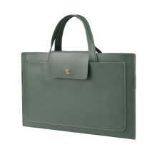 PU Leather Computer Bag With 3 Compartments-Green 13 14 inches