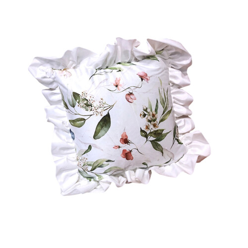 Housse de coussin à fleurs minimalistes, garniture à volants,-5