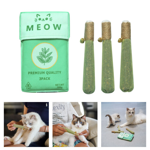 Interactive Cats Chew Toy With Natural Hand Rolled Catnips Stick 2