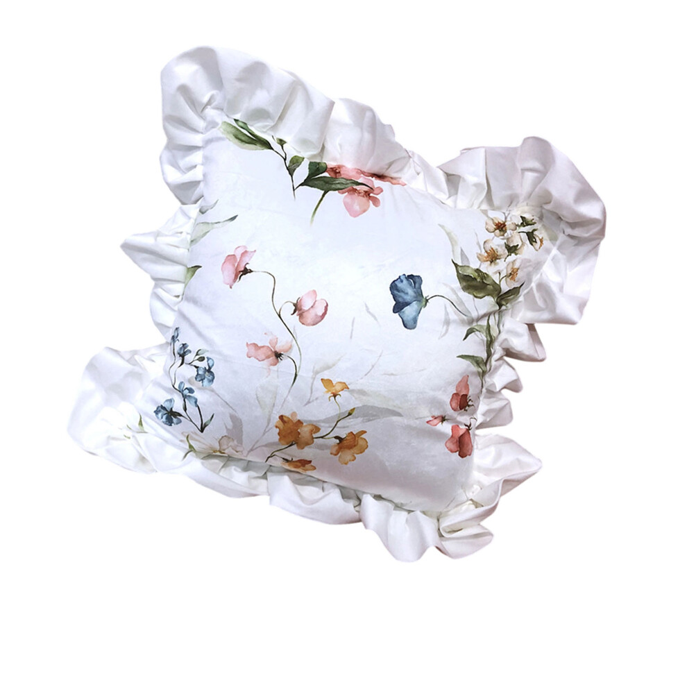 Dutch Velvets Pillowcase Ruffled Trim Nordic Artistic Flower-3