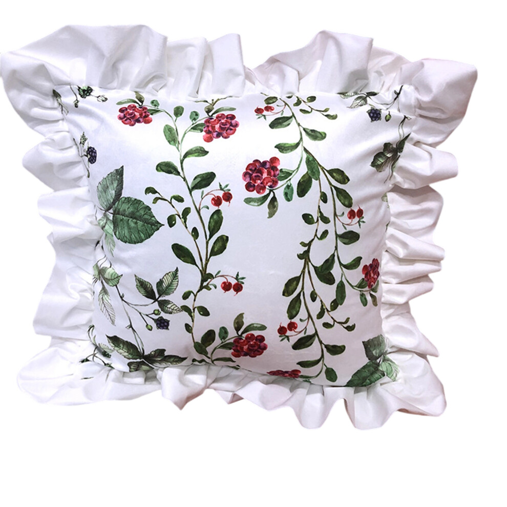 Ruffled Trim Throw Pillow Case Dutch Velvets Fabric Nordic-2