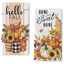 2-pack Thanksgiving-keukenhanddoeken - Vaatdoeken met-Zwart