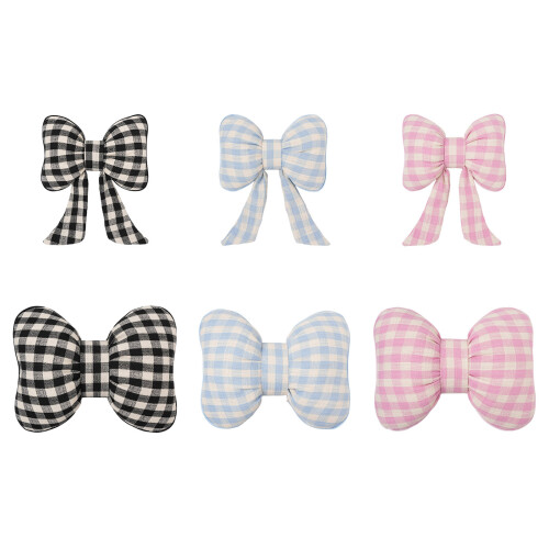 Checkered Bowknot Car Headrest Lumbar Support-Pink Head pillow 1
