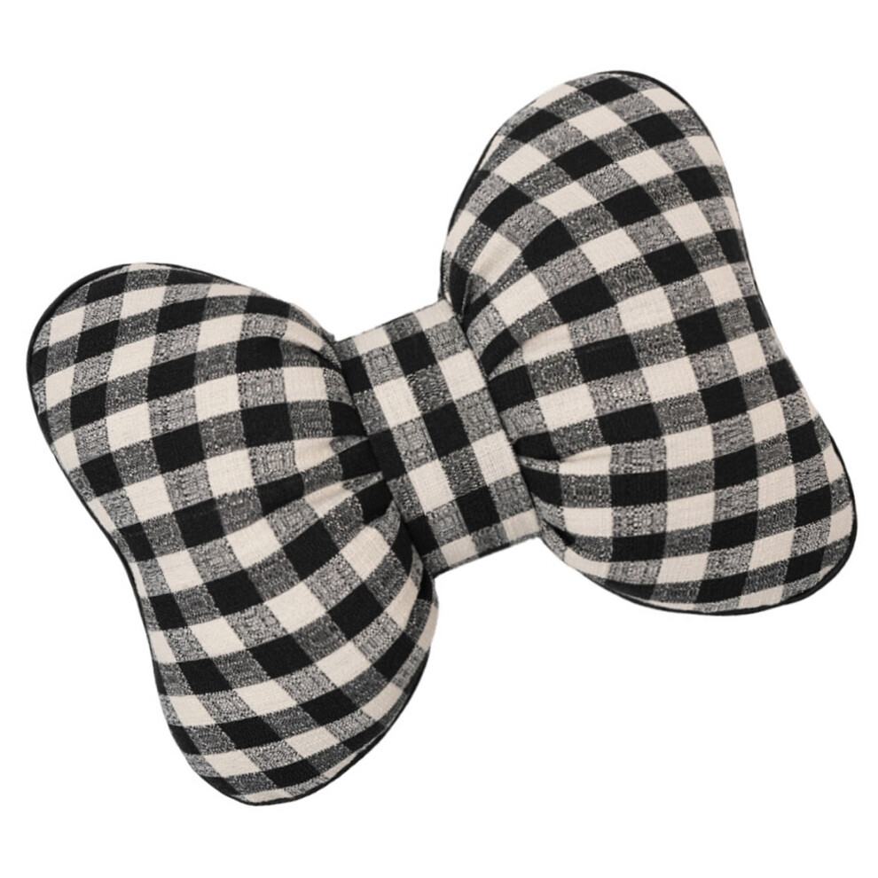 Stylish Checkered Car Seat Headrest Plaids- Waist Pillow Black 7696001432013