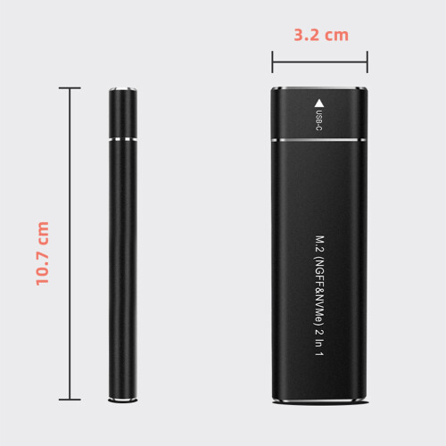 Aluminium-M.2-Gehäuse,-Silber Mit 2-in-1-Kabel 2