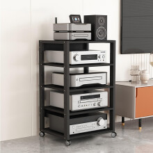 Media Stand Audio Rack MidCentury Modern AV Tower Corner Shelf Living Room Gaming 50.1x40x90cm DVD Record Player Holder