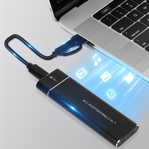 Boîtier de disques durs externes M.2 NVMe,-Argent 5 Go 2