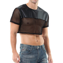 Sexy Underwear for Men, Latex Stretch Shirt Tops, Leather , Lingerie