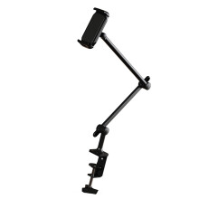 Adjustable Tablets Desk Mount with Swivels Arm Heavy Duty-Black