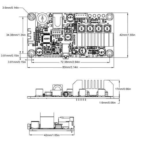 High Efficiency Double Channel Amplifier DC12-24V Power for 2