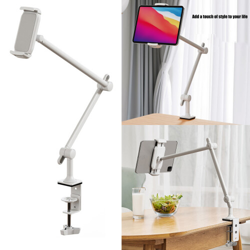 Adjustable Tablets Desk Mount with Swivels Arm Heavy Duty-Black 2