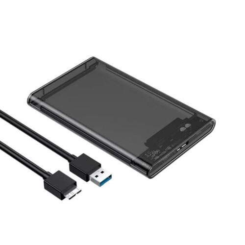 Boîtier de disque dur USB3.0/USB 3.1-USB3.0 noir transparent
