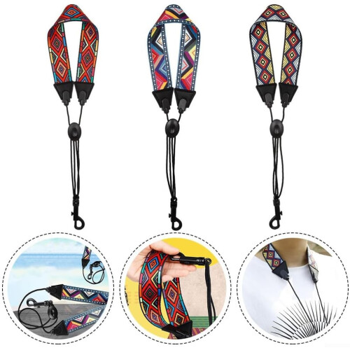 Adjustable saxophone neck strap for soprano and tenor instruments with secure hook (F73) 2