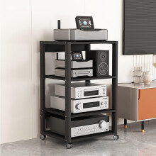 Media Stand Audio Rack MidCentury Modern Corner AV Tower 50x40x90 cm DVD and Record Player Holder
