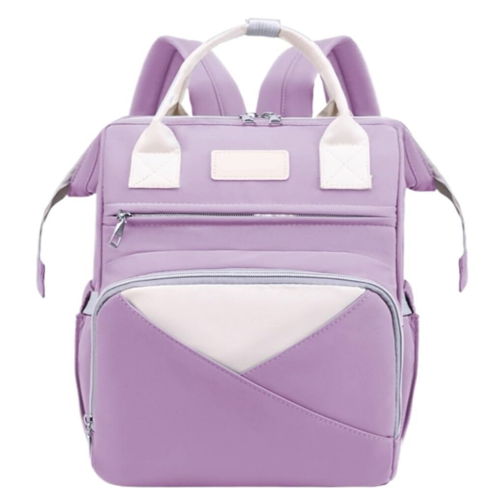 Large Mom Tote Backpack Diaper Bag Multicompartment Storage Breast Milk Cooler Bag Bag In Lilac