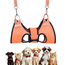 Cat Care Hammock, Dog Grooming Harness, Ergonomic Pet Device for Home, Veterinary Clinic, Grooming Aid and Bathing Orange Medium Size