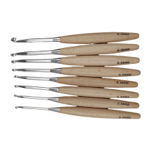 8Pcs Wood Handle Crochet Needle for Knitting Weaving Sweater
