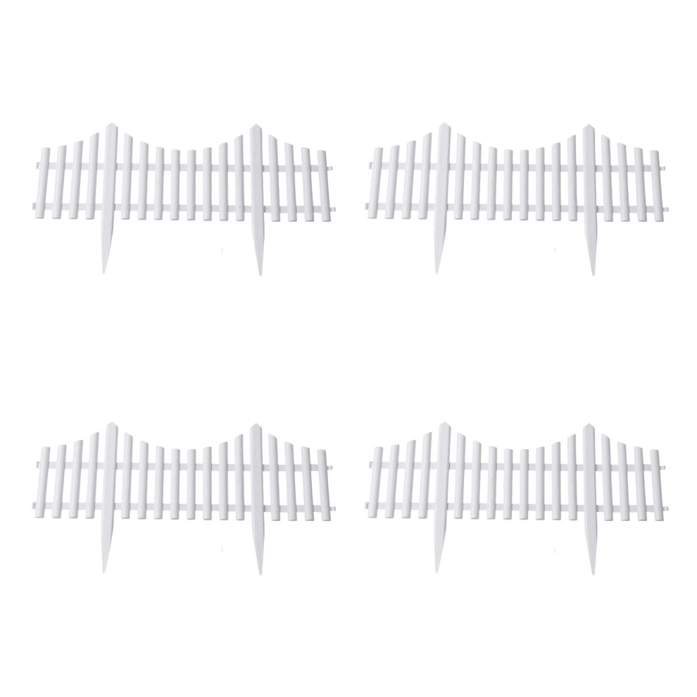 Stake Mounted Plastic Fence Panels Light-Bridge Shaped White 7627000563910