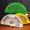Wood Folding Fan Intricate Hand Paint Pattern Vintaged-Green 2