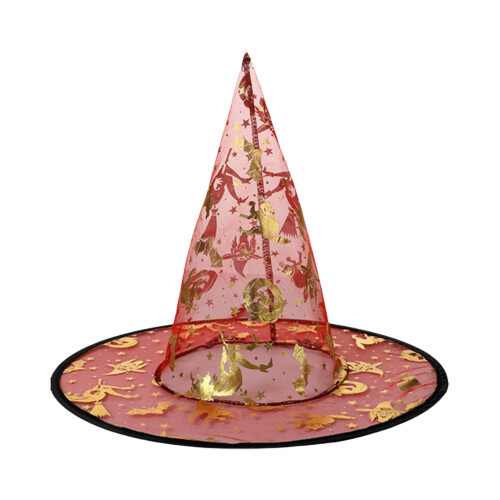 5Pcs Witch Hat 33cm High Pointed Wizard Hat for Women Men-Red