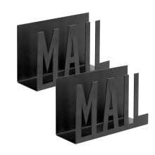 Metal Mail Holder Iron Desktop Letter Sorter Black 2 Sets Envelope Stand Home Office Countertop Document Management Rack