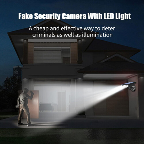 Solar Powered LED Security Light, Fake Security Camera Style, PIR Motion Sensor, White, DuskToDawn Outdoor WallMount 1