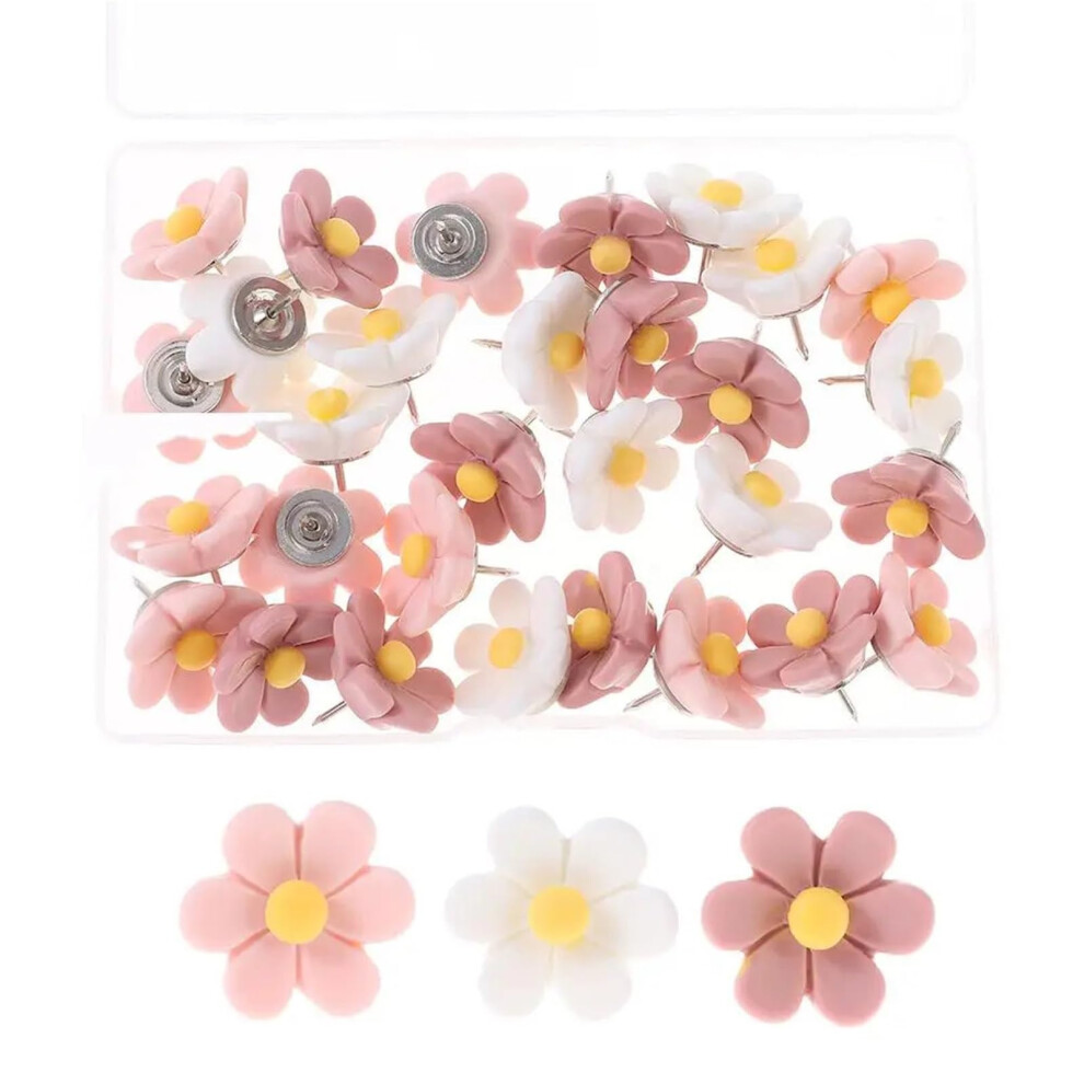 Flower Push Pins White Thumb Tacks Resin Metal Decorative Thumb Tacks Push Pins For Cork Boards 9426802277814