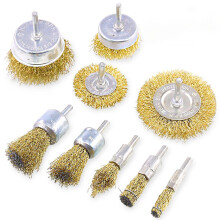 Surface Preparation Tool Kit & Wire Brush Wheel Set, Drill Accessory For Confined Space Cleaning, Stainless Steel Arbor, Brass Coated Wire, Crimp Styl