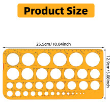 Circle Template Set, Transparent Orange Multi-Dimensional Templates For Easy Drawing, Suitable For Teachers Engineers And Designers, Digital Drawing T
