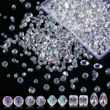 Swarovski Crystal Inspired Glass Beads, Xilion Crystal Ab Bicones With Faceted Appearance For Jewelry Making Supply, Ideal For Bracelets And Hair Acce