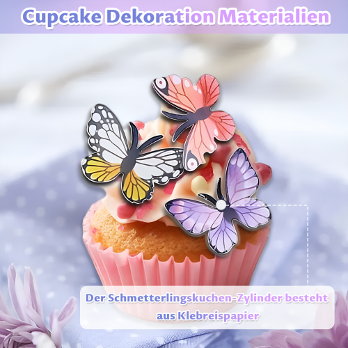 Πολύχρωμα βρώσιμα διακοσμητικά για cupcakes πεταλούδας, διακοσμήσεις χαρτιού 2