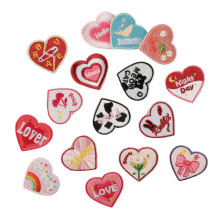 Ironon patches, design: heart, ironon, for ribbons, , flowers, embroidered, for pocket decoration, 16 pieces