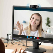 Webcam com microfone para videoconferência, câmera USB para computador Full HD 1080p com 30 FPS, microfone estéreo integrado e tecnologia de