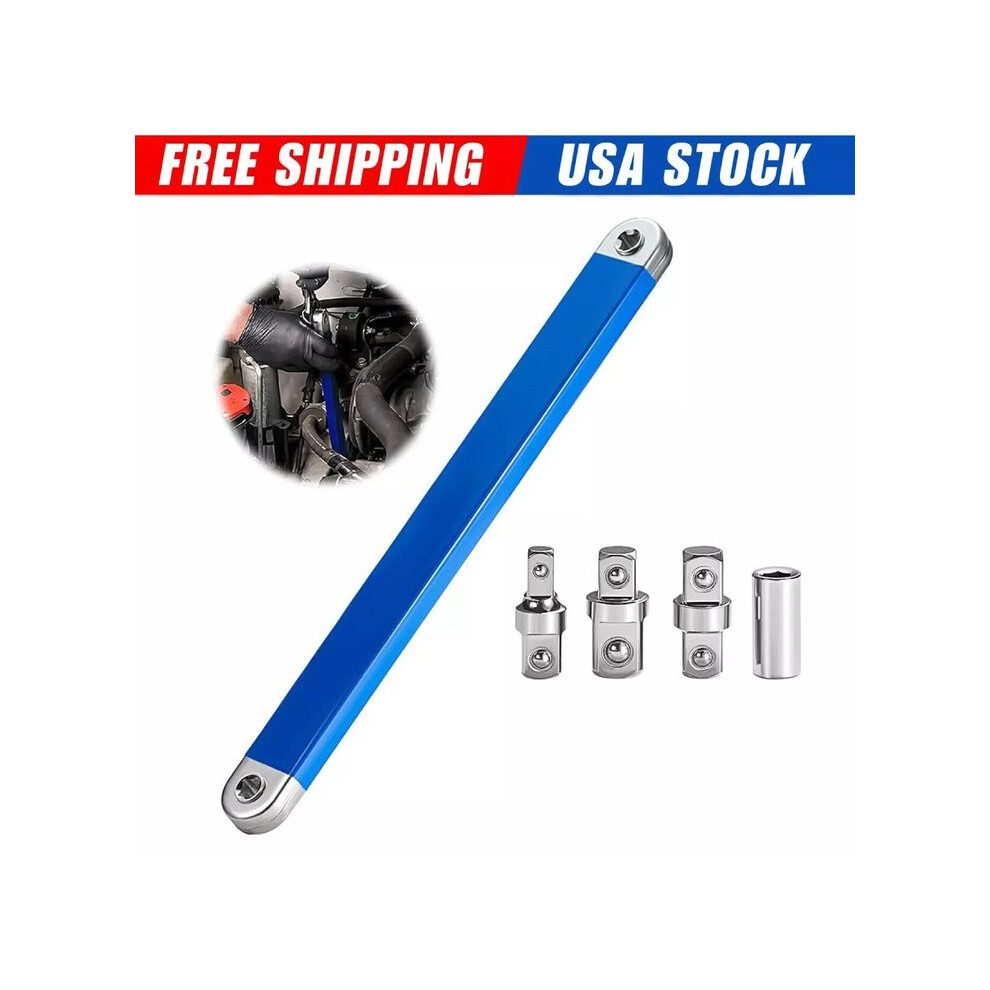 Square Drive Adapters Set For Mechanics, Offset Extension Wrench With Chain Drive Mechanism And Zero Degree Ratchet, Impact Ratchet Wrench Set With 9358999793306