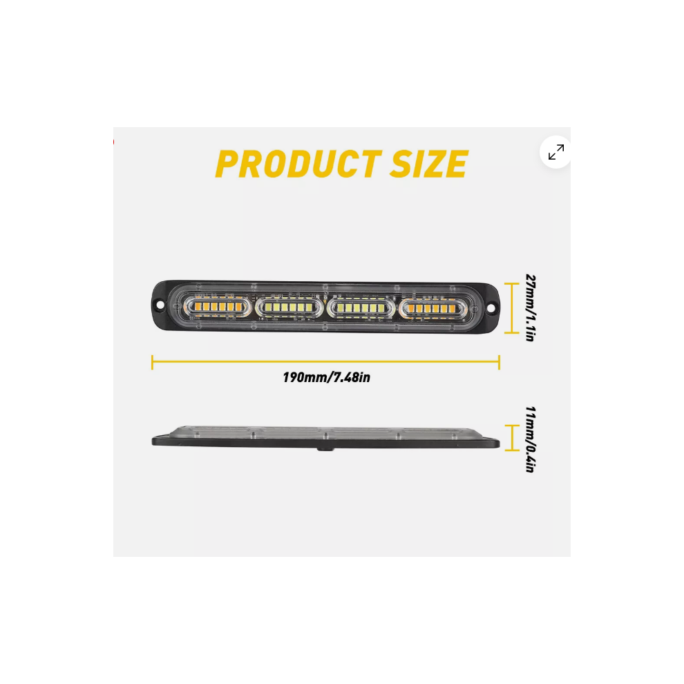 Synchronous Strobe For Vehicle Safety, Emergency Warning Strobe Bar With 32 Different Flashing Patterns, Ultra Slim Design Super Bright Light 9128293329392