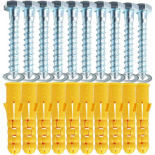 Multi-Surface Wall Anchoring Kit for Home and Office, Ribbed Plastic Anchor with Galvanized Self Tapping Screws, Expansion Tube Technology for