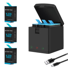 Wiederaufladbarer Lithium-Ionen-Akku für die GoPro Hero-Serie, 3-Kanal-USB-Ladegerät mit Typ-C-Schnellladekabel, Schutzhülle für den Akku