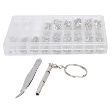 Estojo compacto e portátil para kit de reparo de óculos, conjunto de porcas e parafusos universais para reparo de relógios, computadores e