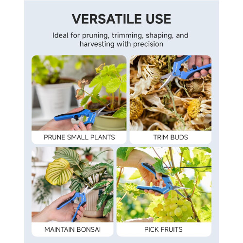 Comfortable Handle Garden Pruning Shears with Ultra-Sharp Blades, Labor-Saving System for Efficient Cutting, Non-Slip TPR Grips, Rust-Resistant 1