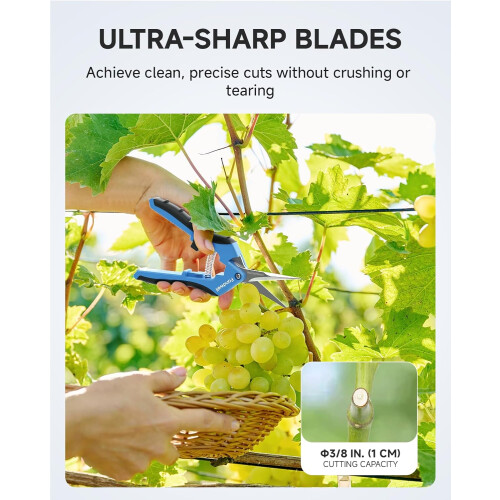 Comfortable Handle Garden Pruning Shears with Ultra-Sharp Blades, Labor-Saving System for Efficient Cutting, Non-Slip TPR Grips, Rust-Resistant 2