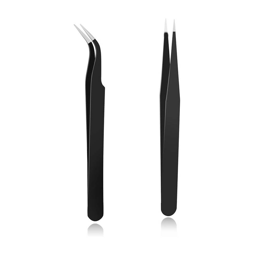 Curved Tweezers For Laboratory Work, Fine Crafts Precision Tools With Sharp Precision Needle Nose Tip, Stainless Steel Anti-Static Tweezers For 9448196774649
