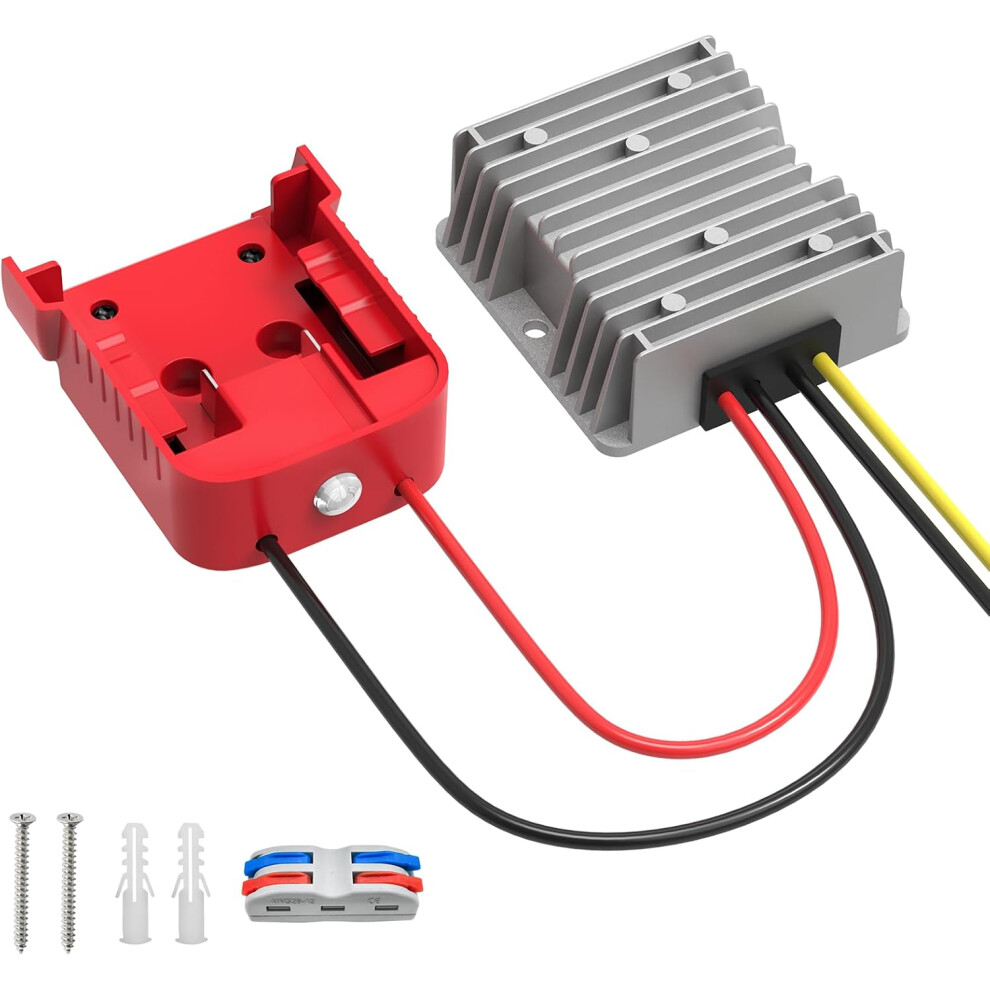 Battery Adapter For Milwaukee 18V Series, Over-Discharge Protection Dc To Dc Buck Converter 12V 20A 240W Voltage Regulator With Switch, 9340959986910