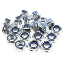 20 stuks M10Nyloc zeskantmoeren, 10 mm M10 stalen borgmoeren, DIN985 nylon inzetstuk borgmoersets, zelfborgende nylon moer voor bouten en schroeven,