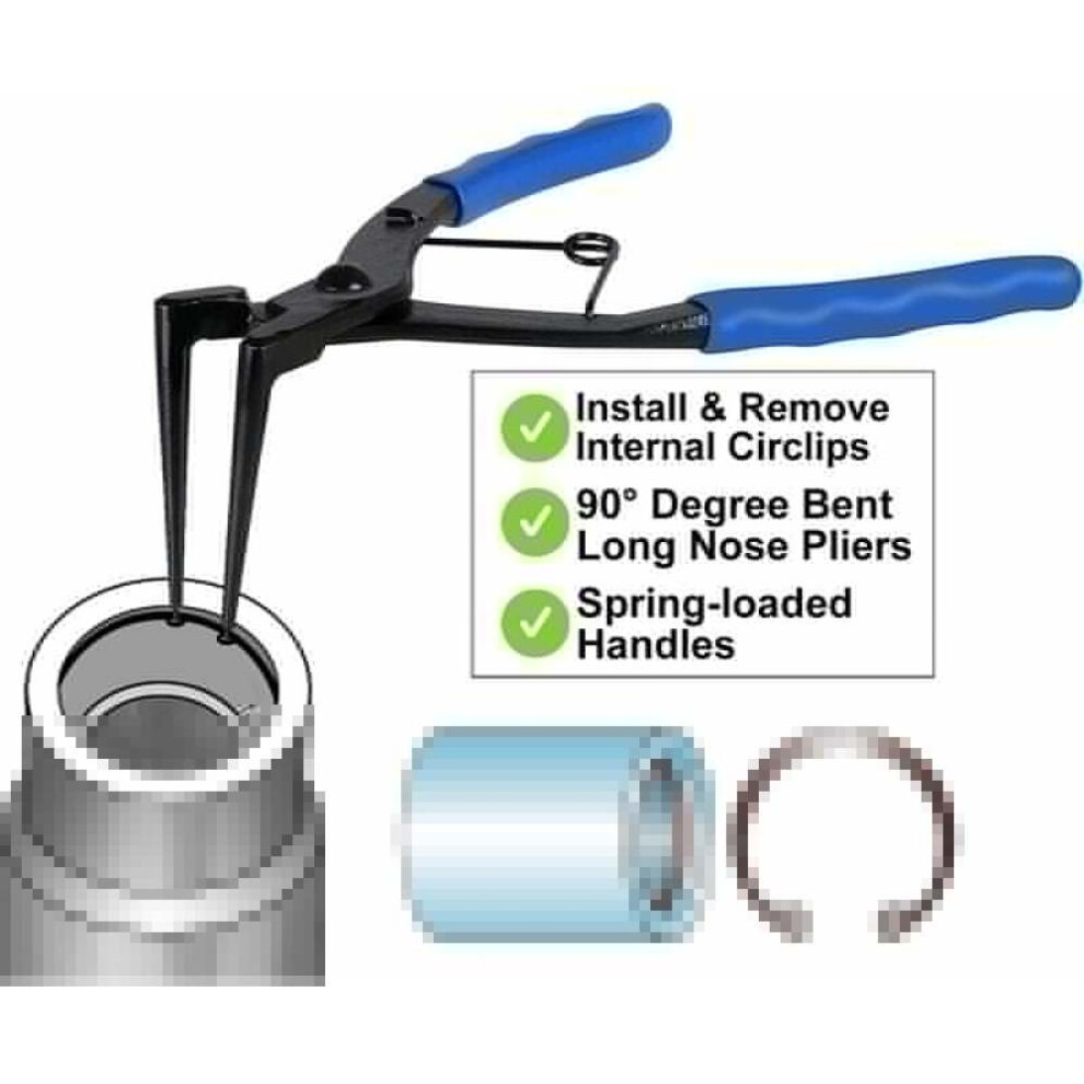 Retaining Snap Ring Plier With Long Nose, Long Nose 90 Bent Heavy Duty Retaining Snap Ring Plier For Automotive Repair And Maintenance, Universal 9128293329835