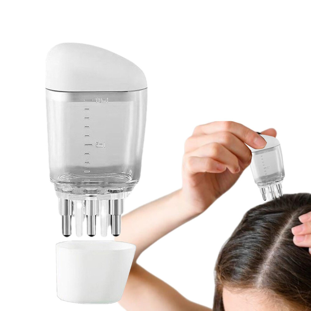 White Scalp Massager With Oil Dispenser Comb For Precise Hair Oil Application And Sensitive Scalp Â