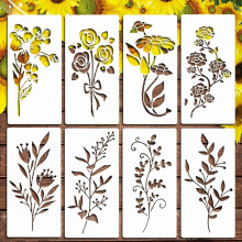 Tall flowershaped hollow sugar sieve stencils, baking, cake mold, decoration template, K4I2, English powdered sugar album set of 8 pieces.