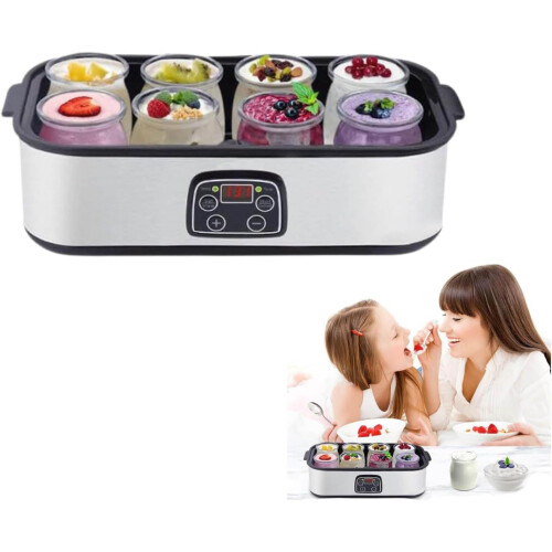 Yogurt Maker With Adjustable Temperature And Time Control For Homemade Yogurt Grey Includes 8 Lids
