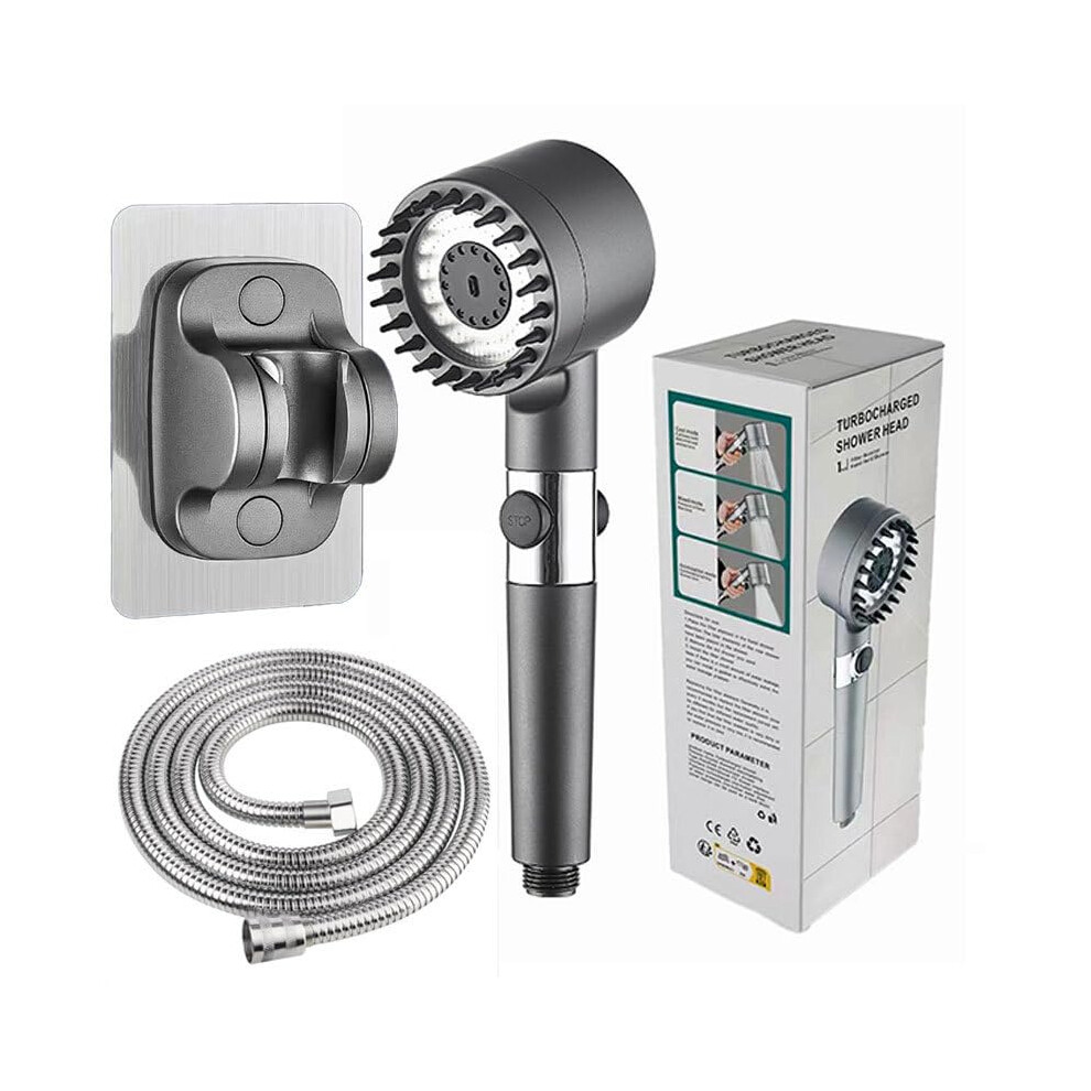 Pressure Shower Head With Watersaving Filter, 3 Spray Modes, Anticlog Design, Flexible Hose 9189345994456