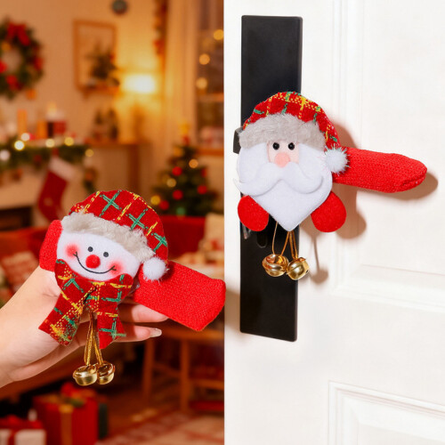 Weihnachtsmann-Türgriffabdeckung mit Glocken, weicher 1